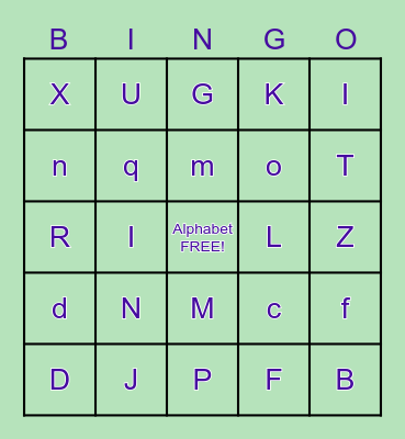 Alphabet  Bingo Card