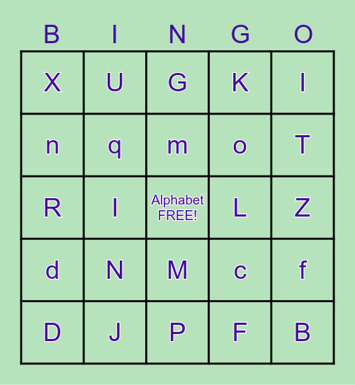 Alphabet  Bingo Card