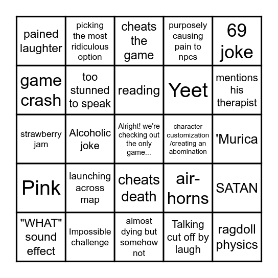 Graystillplays bingo Card