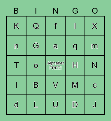 Alphabet  Bingo Card