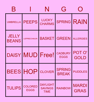 Think SPRING! Bingo Card