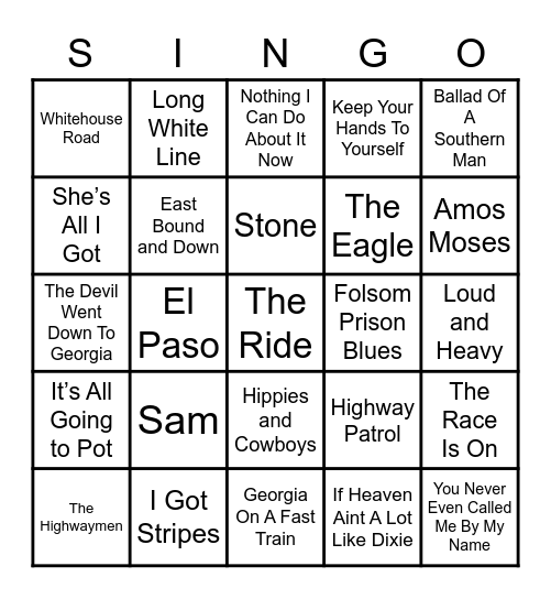 OUTLAW COUNTRY Bingo Card