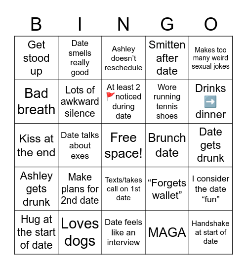 My Dating Life is a Joke Bingo Card