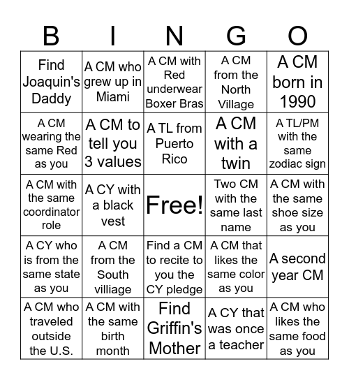 BROWNSVILLE BINGO Card