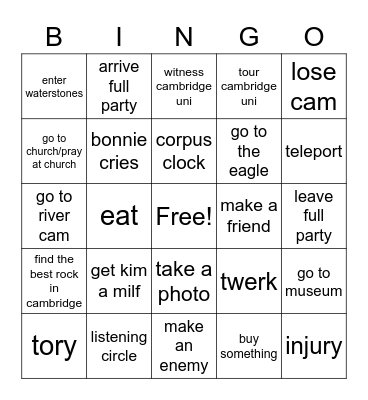 CAMBRIDGE Bingo Card