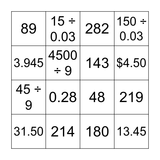 Unit 5 End Review Bingo Card