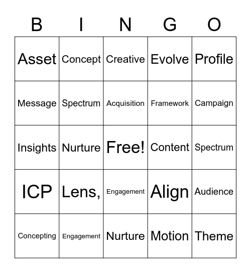 Marketing Bingo Card