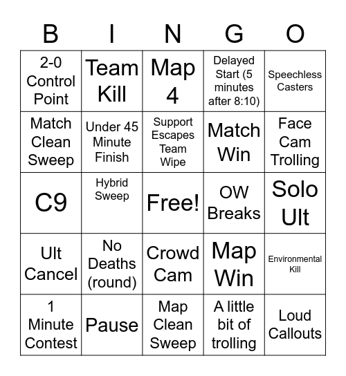 OU Oh Bingo Card