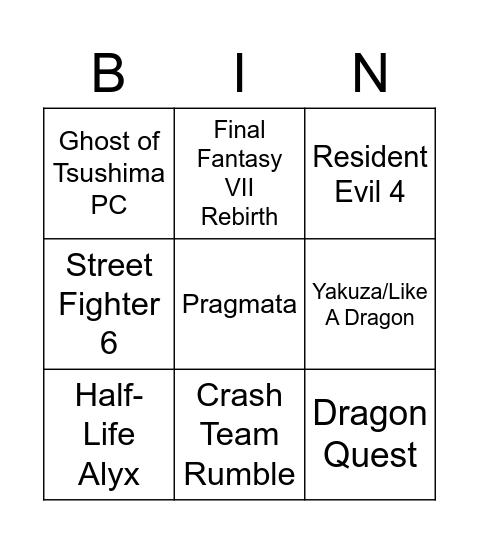 Untitled Bingo Card