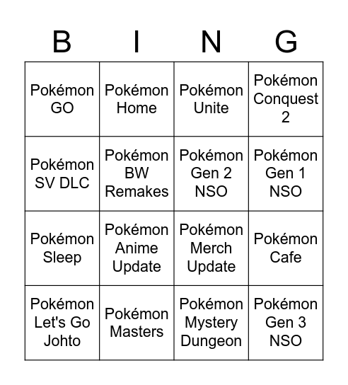 Untitled Bingo Card