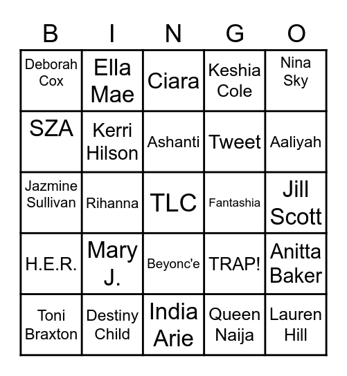 R&BINGO Card
