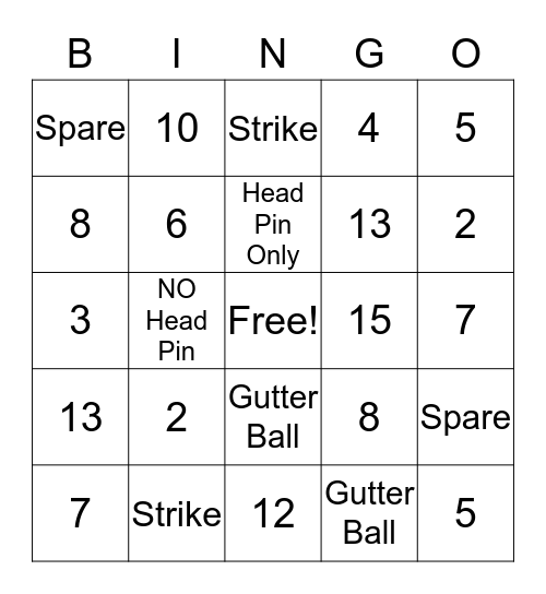 Bingo Bowling Bingo Card