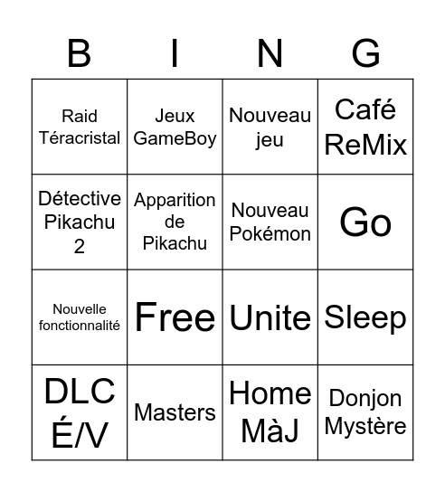 Pokemon Présent Bingo Card