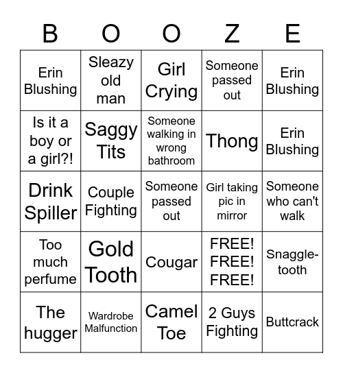 BAR BINGO! Bingo Card