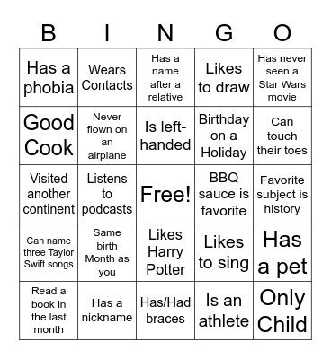 More Fun! Bingo Card