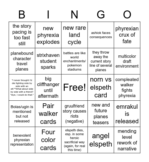 MTG MOM Bingo Card