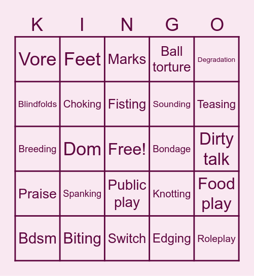 Kinkgo Bingo Card