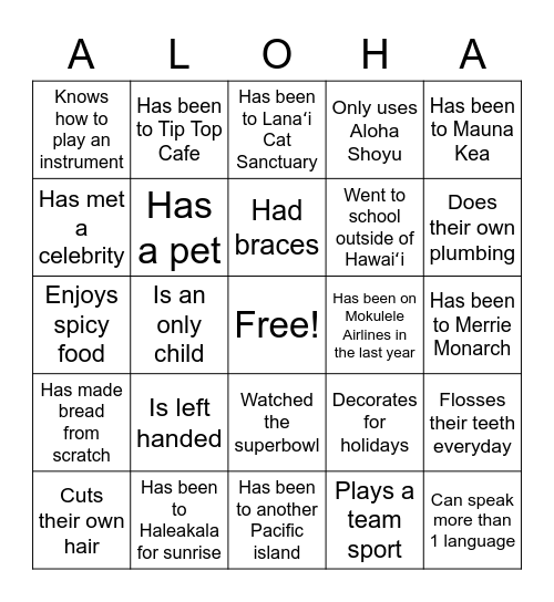 Nā Makawai Cohort Meeting Bingo Card