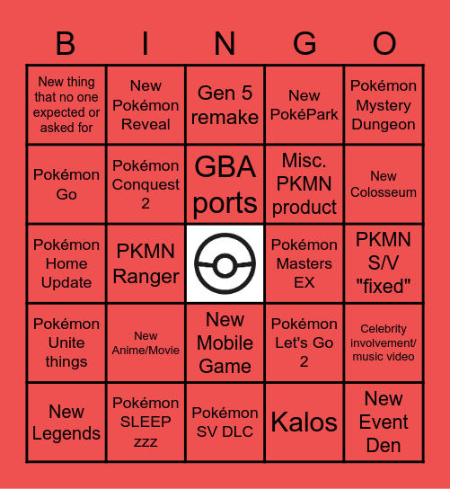 funky Pokémon Presents 2023 Bingo Card