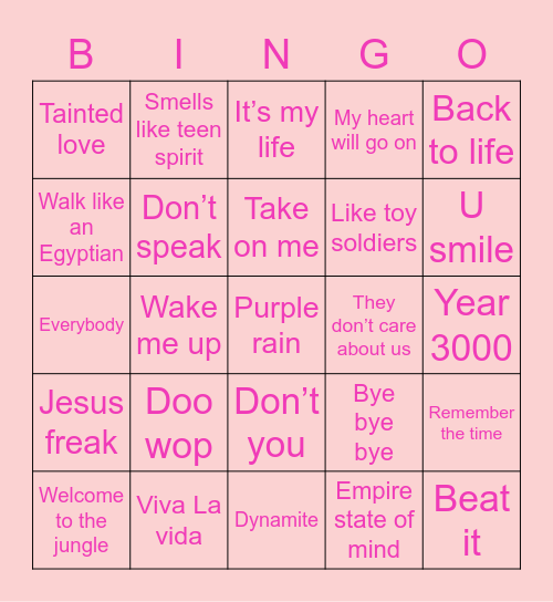 HOOD BINGO Card