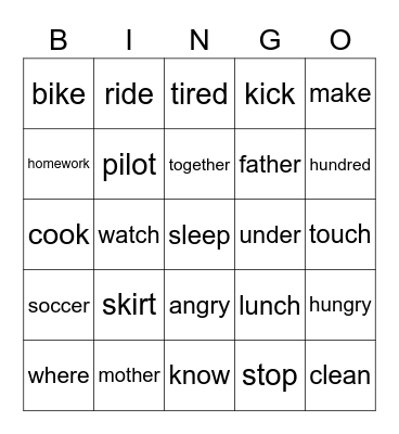 Review Bingo Card