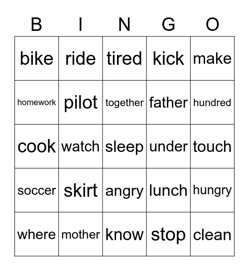 Review Bingo Card