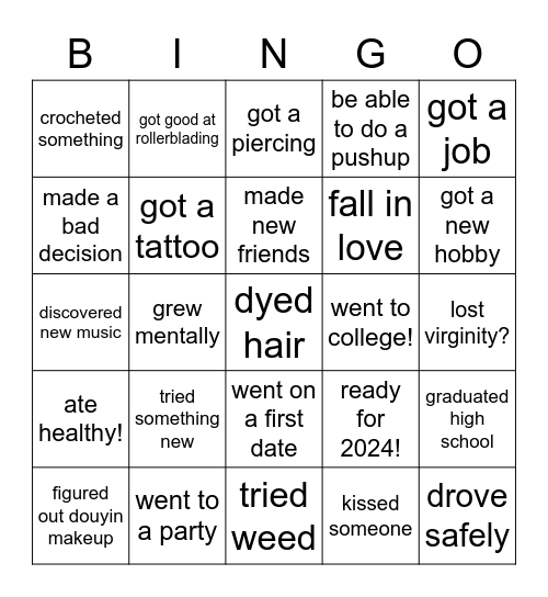 test Bingo Card