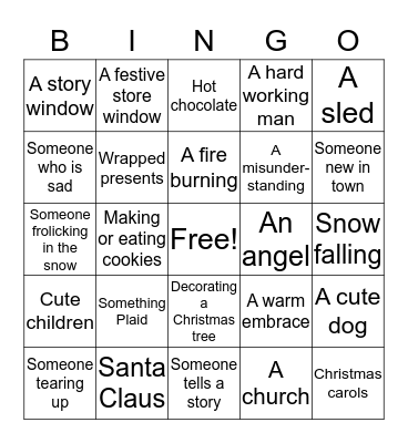 Hallmark Channel Holiday Movie Bingo Card