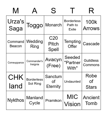 Commander Masters Bingo Card