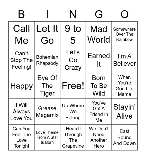 SOUNDTRACK SONGS MUSIC Bingo Card