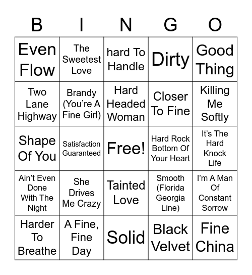 TEXTURES MUSIC Bingo Card