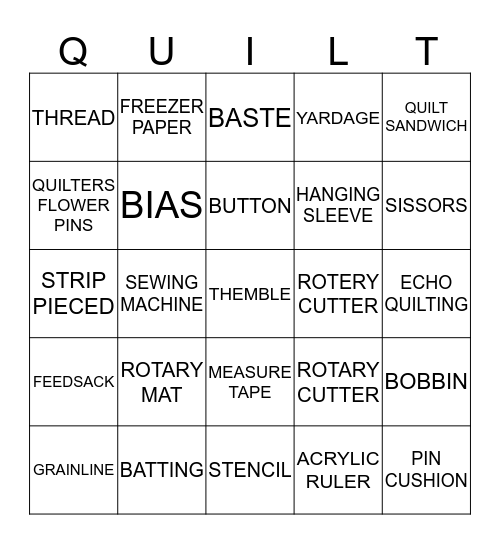 QUILTING    BINGO Card