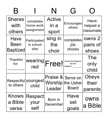 Empowering Youth Bingo Card