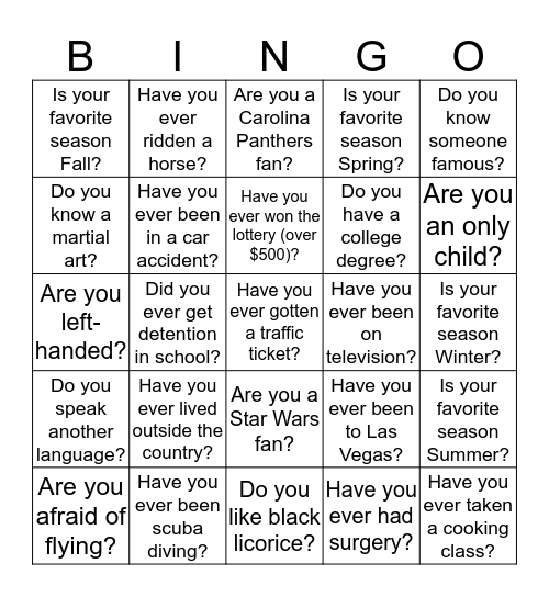 Co-Worker Bingo Card