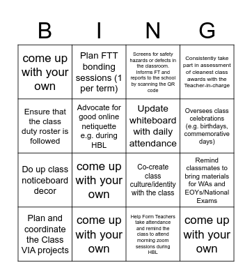 test Bingo Card