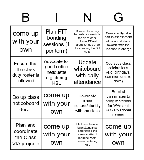 test Bingo Card
