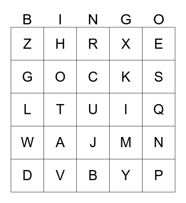 Alphabet Bingo Card