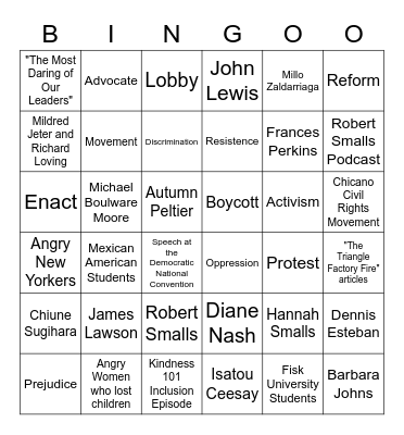 Community Activism Bingo Card