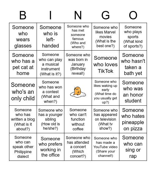 Human Bingo Card