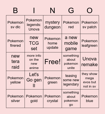 Pokemon presents 2023 Bingo Card