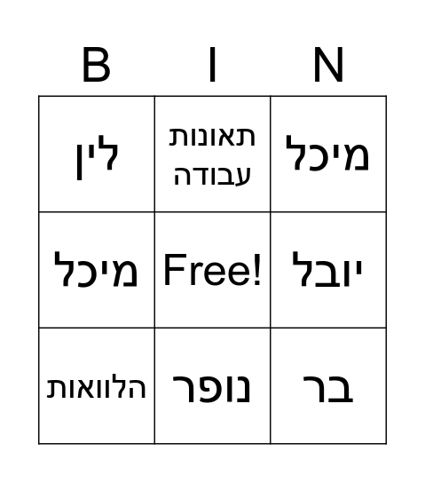ממ"ש Bingo Card