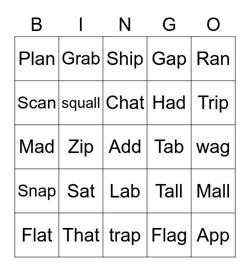 Words That Rhyme -1 Bingo Card