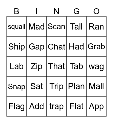 Words That Rhyme -1 Bingo Card
