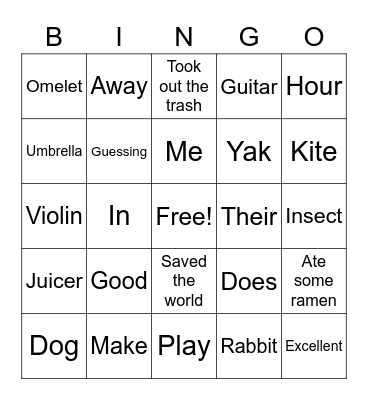 C4 plus Lesson 19 book D Bingo Card
