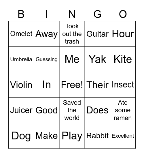 C4 plus Lesson 19 book D Bingo Card