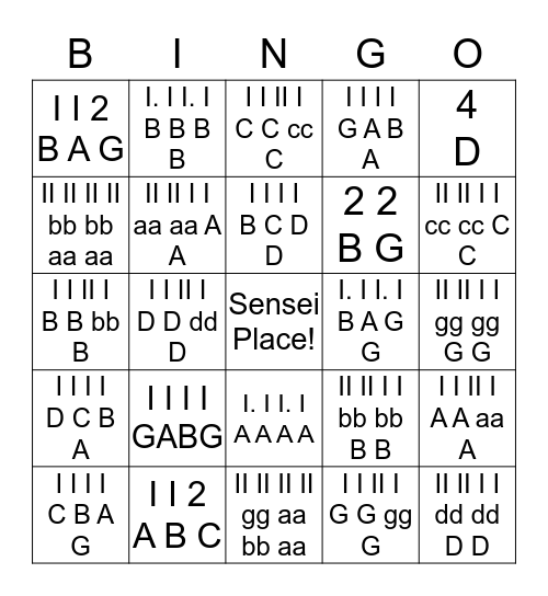 Recorder Bingo Card