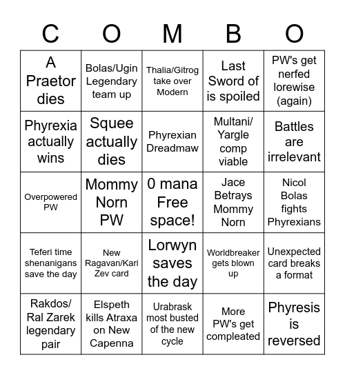 MoM Prediciton bingo Card