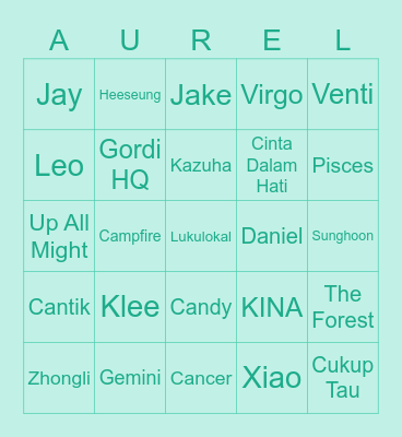 B  I  N  G  O     P  U  N  Y  A Bingo Card