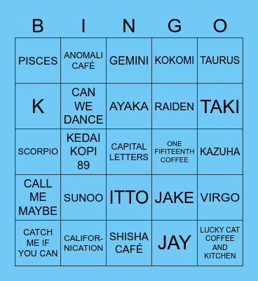 Bingo punya abeyie Bingo Card