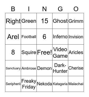 Chronicles of Nick Bingo Card